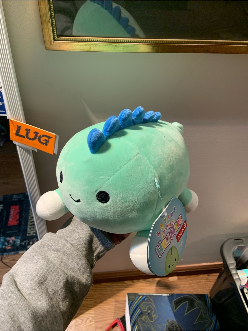 Squishmallows Laying Hug Mees Rafa the Green Dinosaur 7.5”